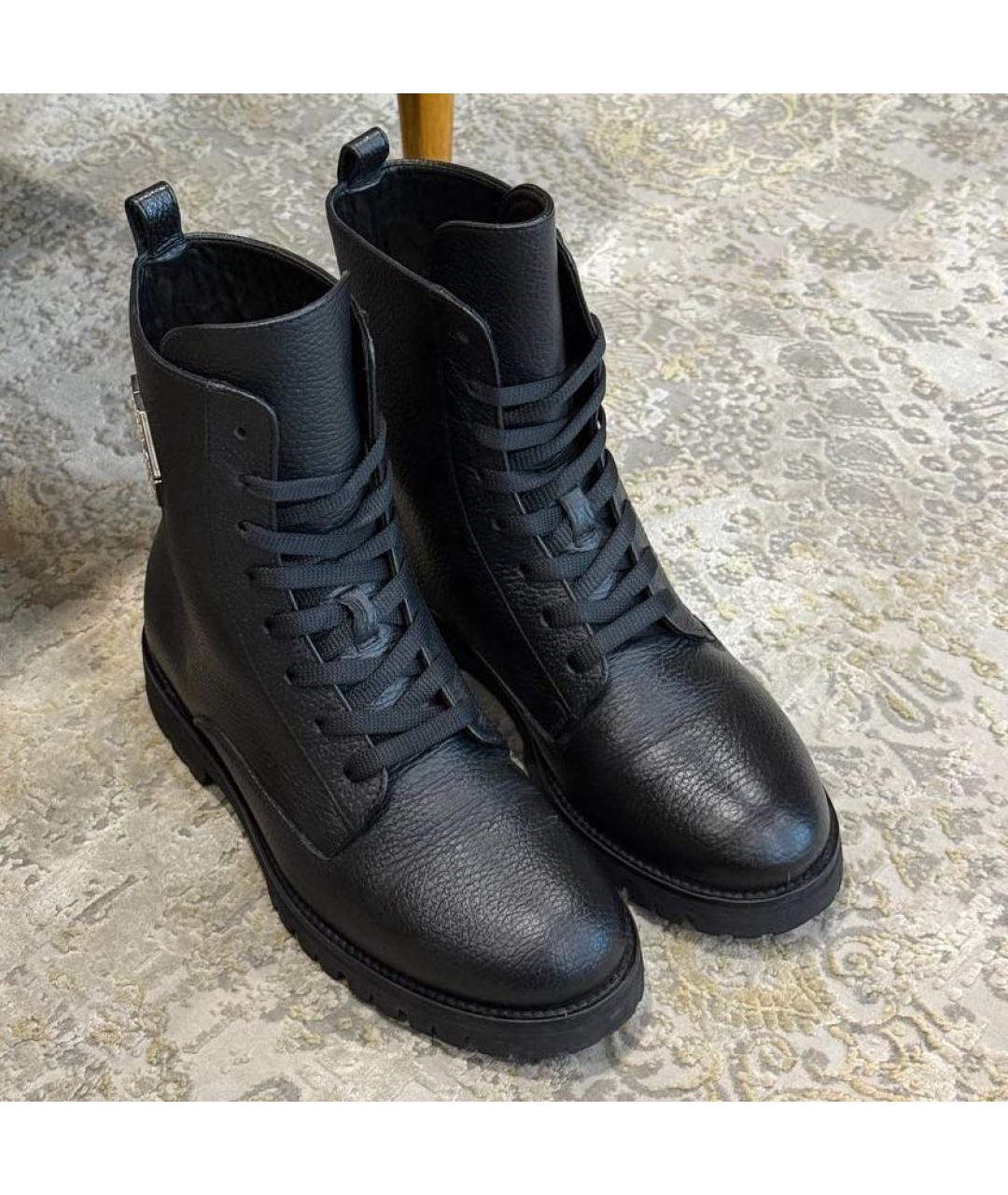 PHILIPP PLEIN Черные кожаные ботинки, фото 3