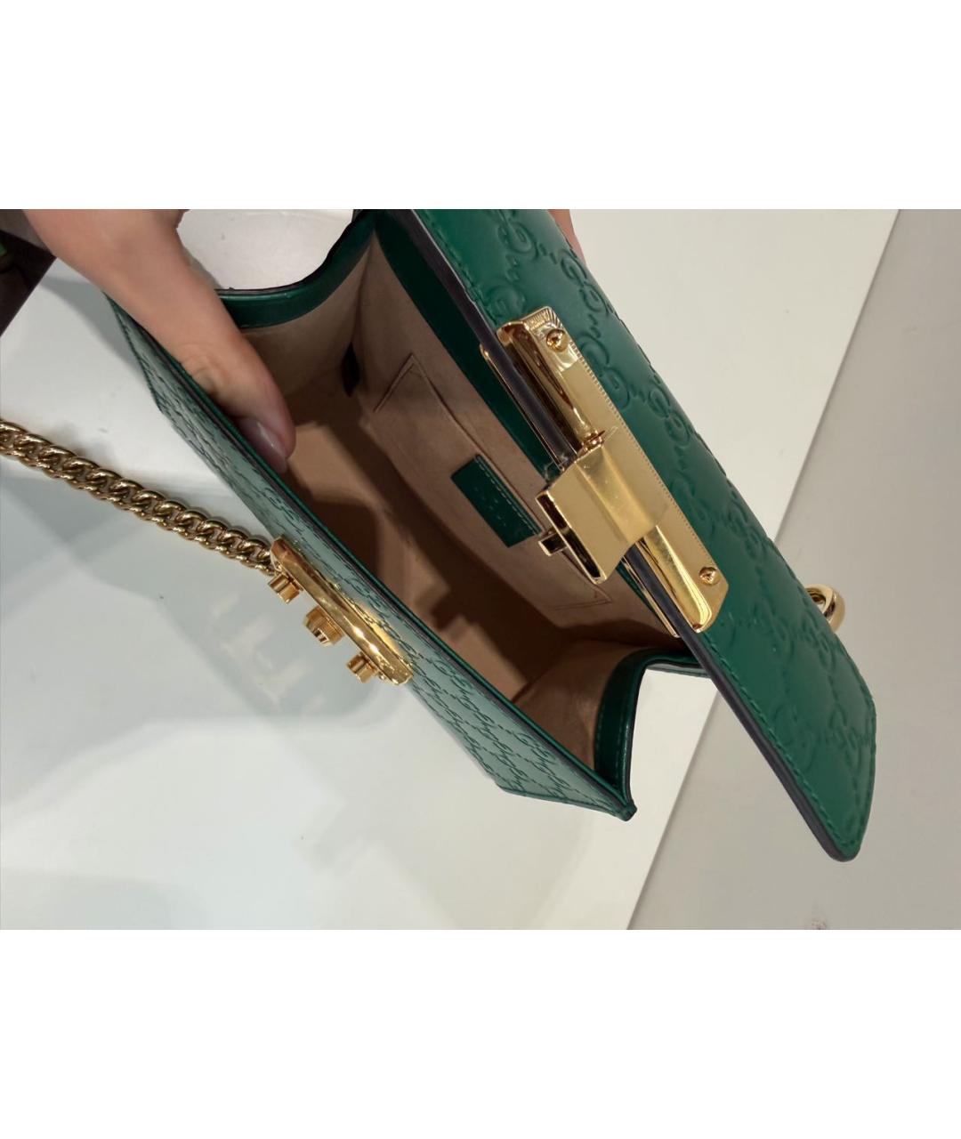 GUCCI Зеленая кожаная сумка через плечо, фото 4