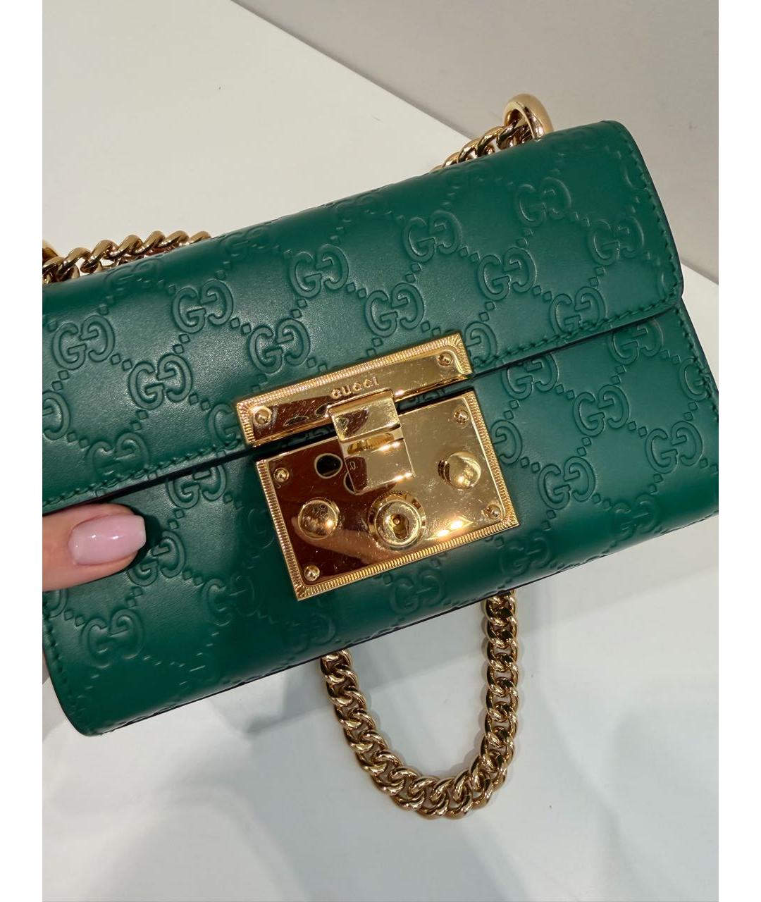 GUCCI Зеленая кожаная сумка через плечо, фото 6
