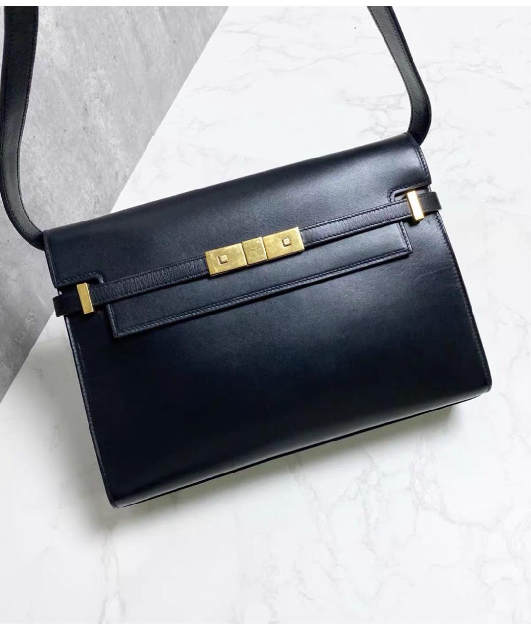 SAINT LAURENT Черная кожаная сумка через плечо, фото 2