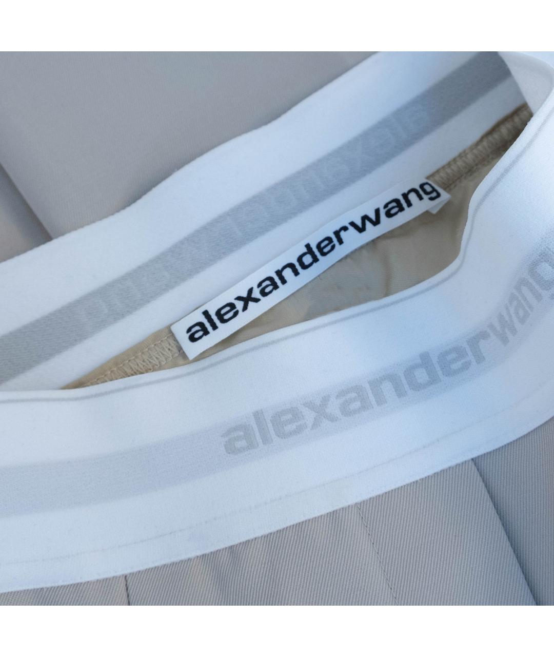 ALEXANDER WANG Бежевые шерстяные прямые брюки, фото 4