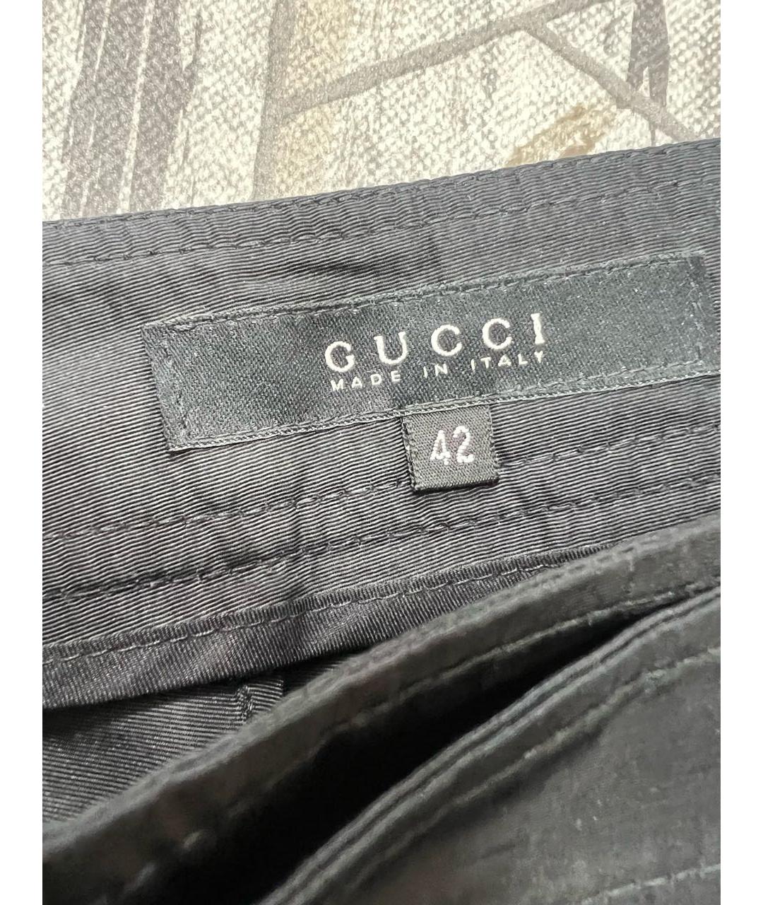 GUCCI Черные шелковые прямые брюки, фото 4