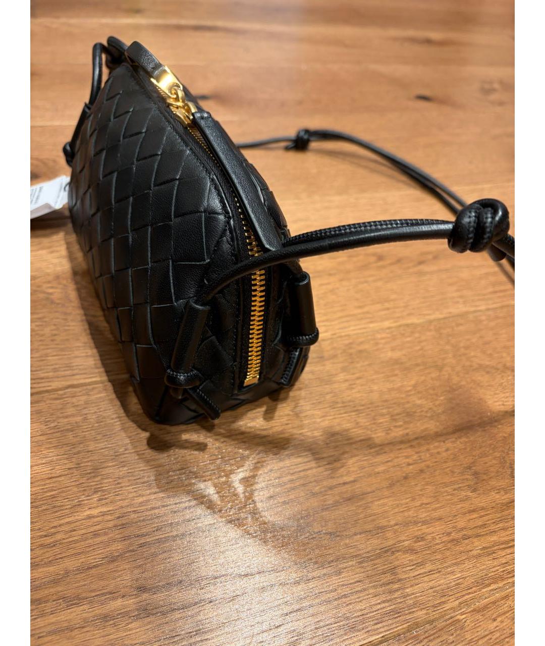 BOTTEGA VENETA Черная кожаная сумка через плечо, фото 5