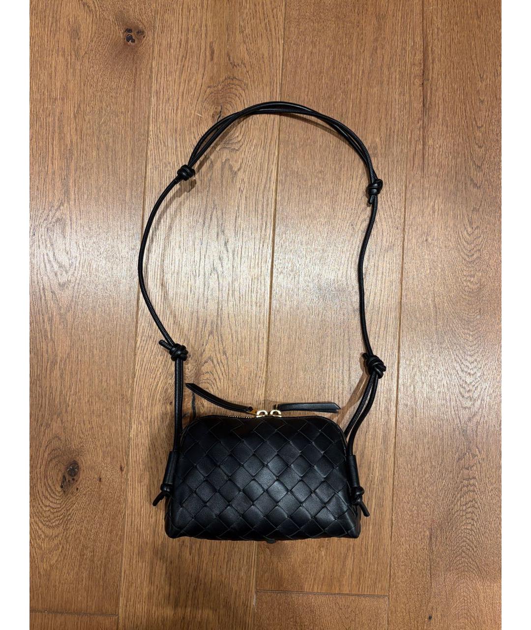 BOTTEGA VENETA Черная кожаная сумка через плечо, фото 7