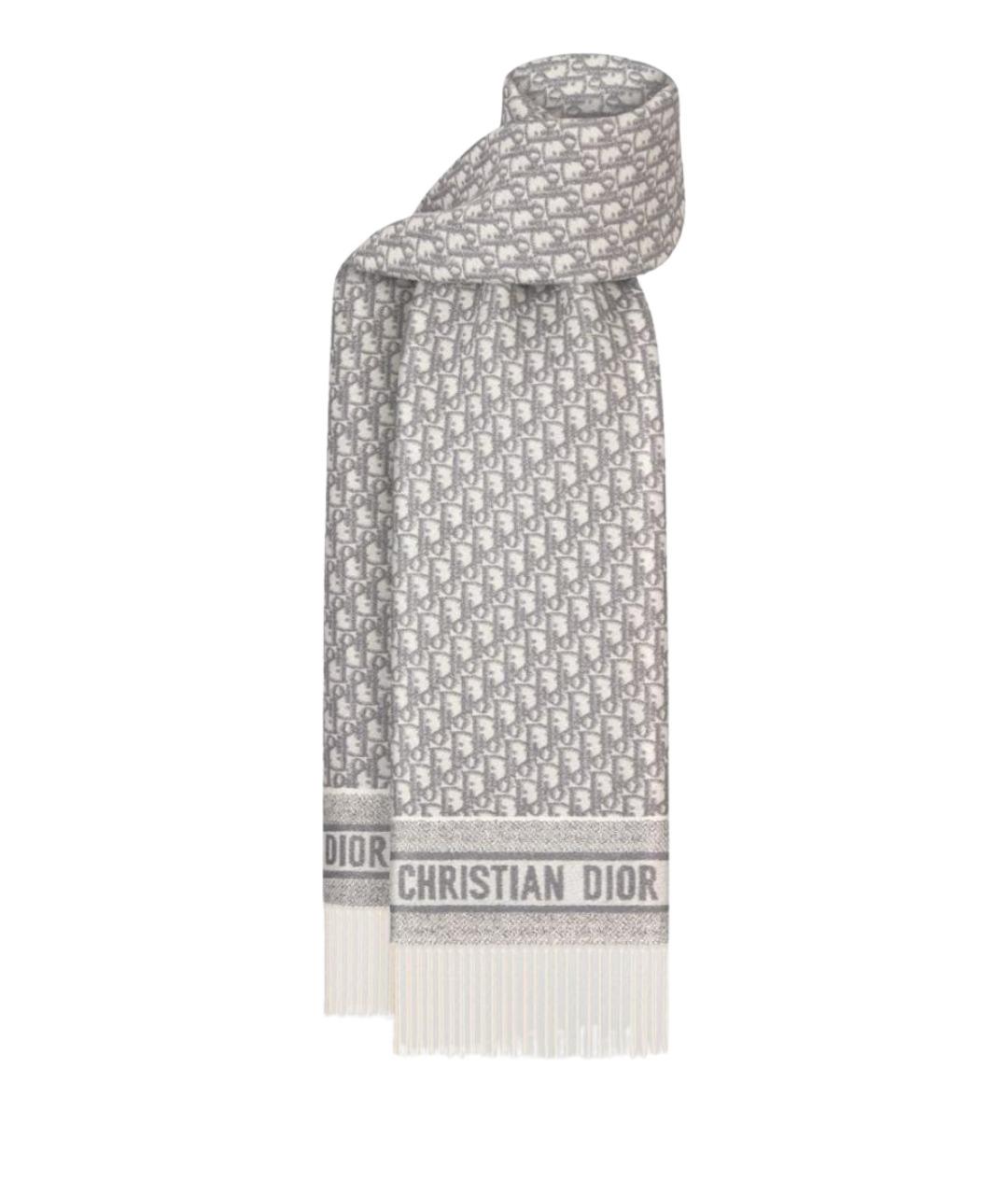 CHRISTIAN DIOR Серый кашемировый шарф, фото 1