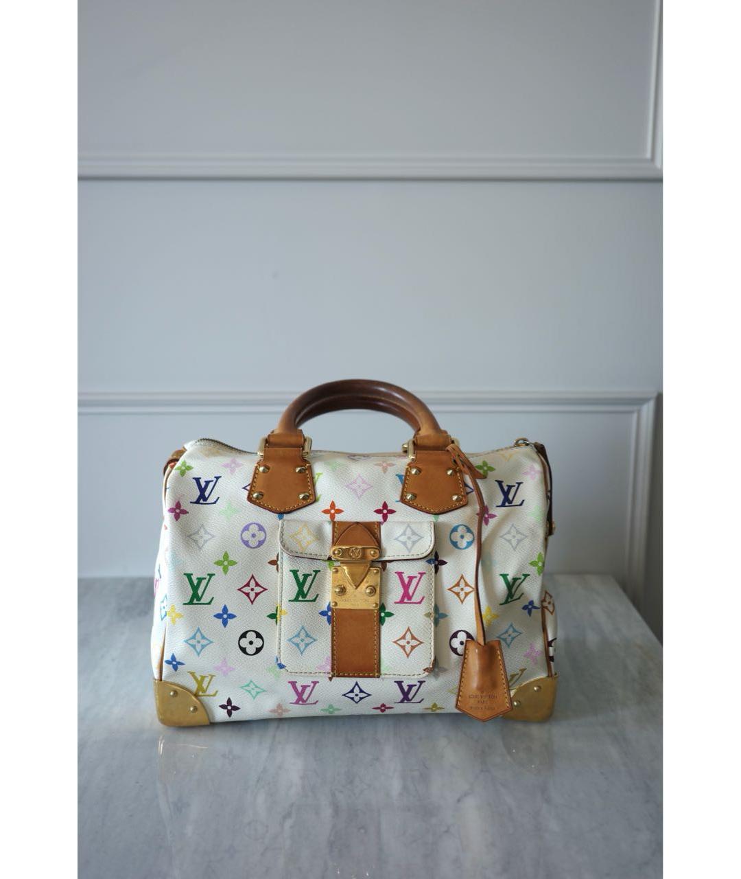 LOUIS VUITTON Белая кожаная сумка с короткими ручками, фото 7