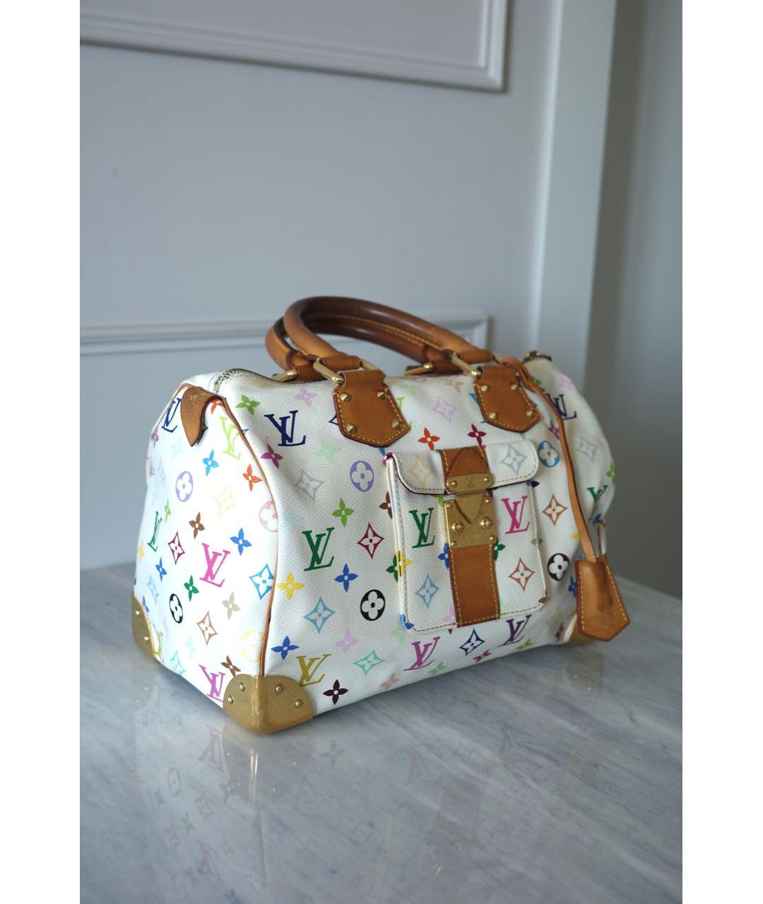 LOUIS VUITTON Белая кожаная сумка с короткими ручками, фото 2