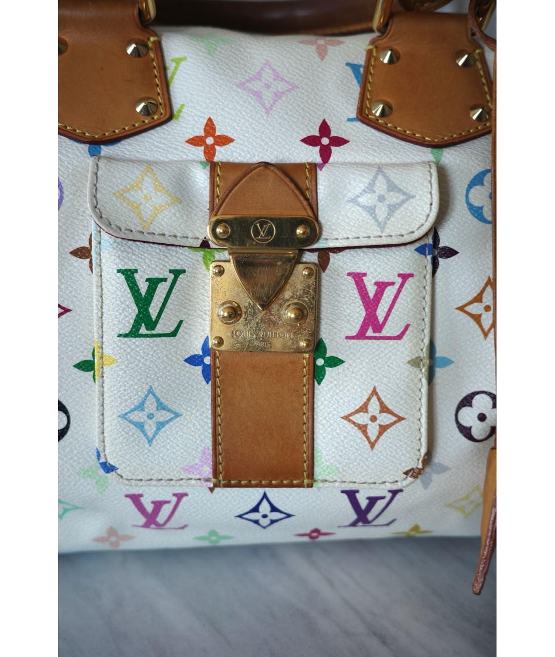 LOUIS VUITTON Белая кожаная сумка с короткими ручками, фото 4