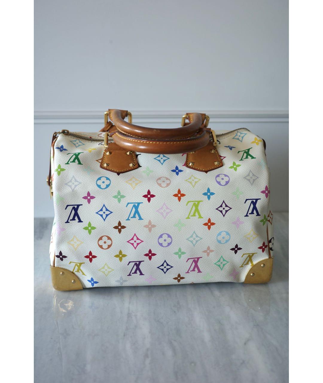 LOUIS VUITTON Белая кожаная сумка с короткими ручками, фото 3