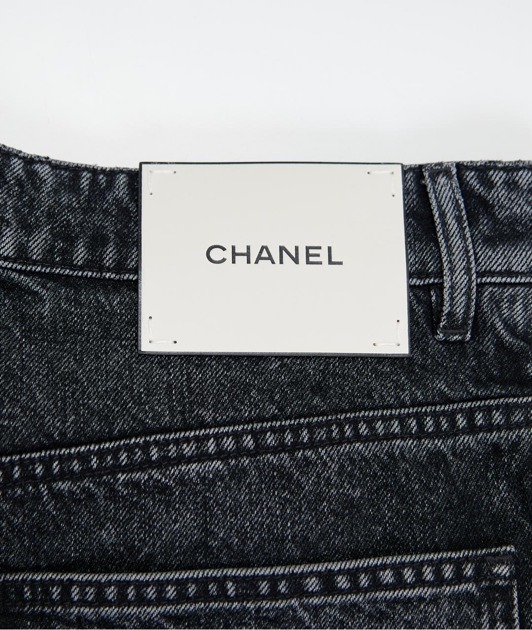 CHANEL Черные хлопковые прямые джинсы, фото 6