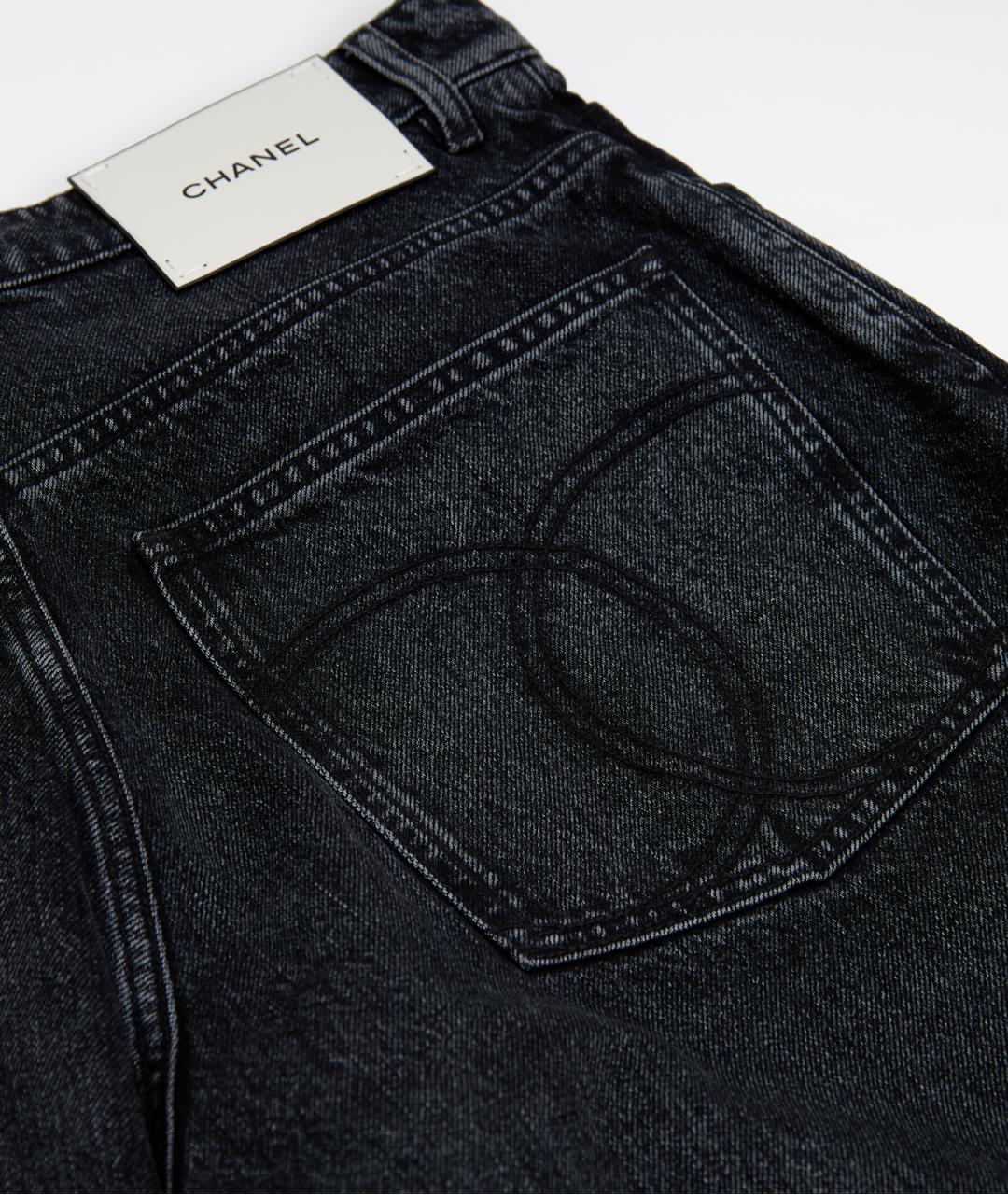 CHANEL Черные хлопковые прямые джинсы, фото 5