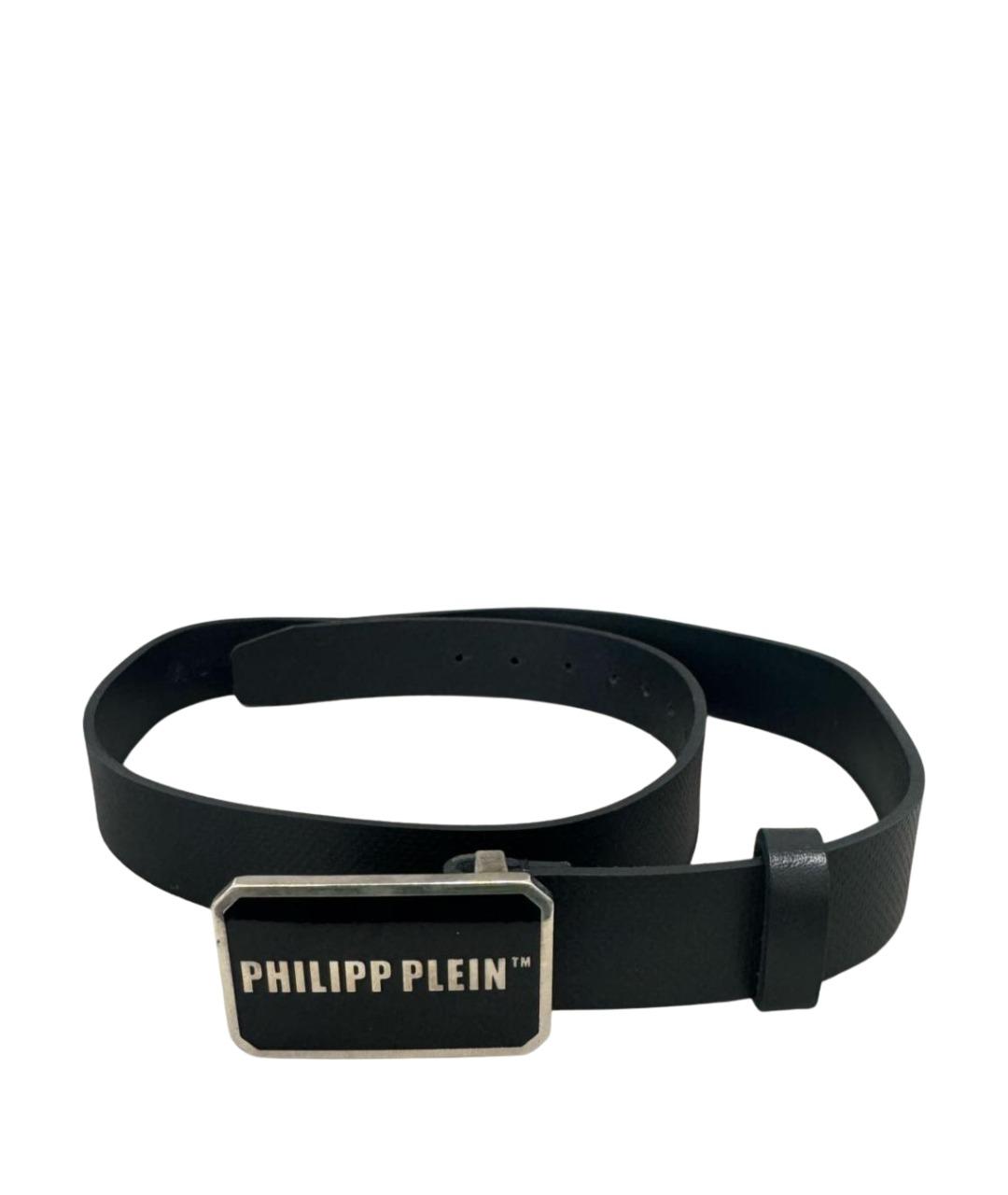 PHILIPP PLEIN Черный кожаный ремень, фото 1