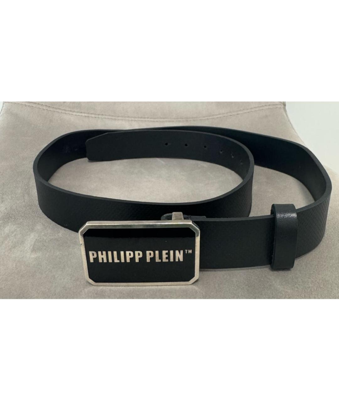 PHILIPP PLEIN Черный кожаный ремень, фото 3