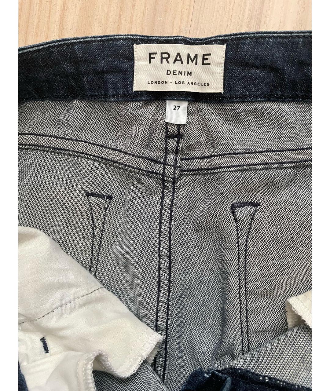 FRAME Темно-синие хлопковые прямые джинсы, фото 3