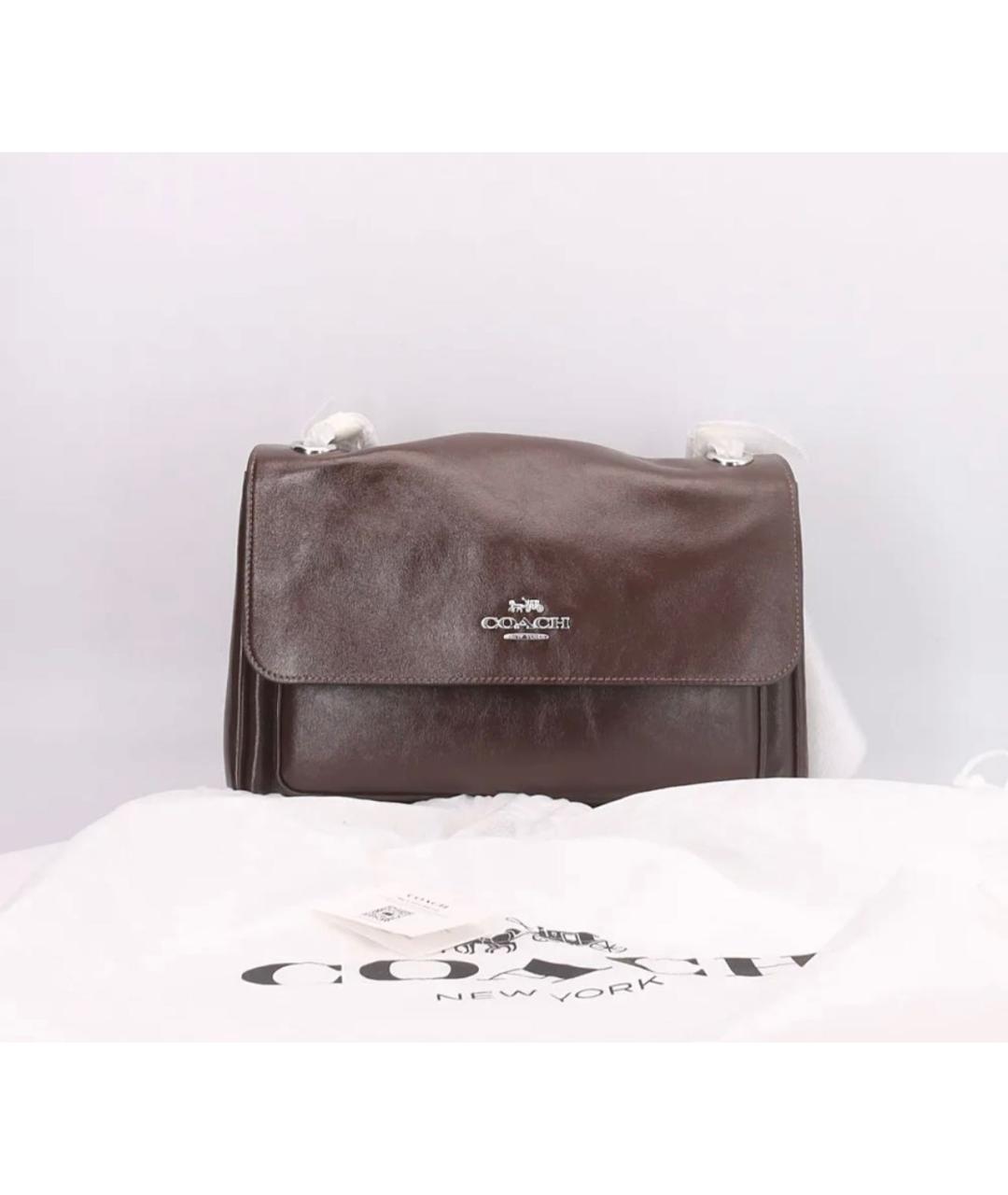 COACH Коричневая кожаная сумка через плечо, фото 2