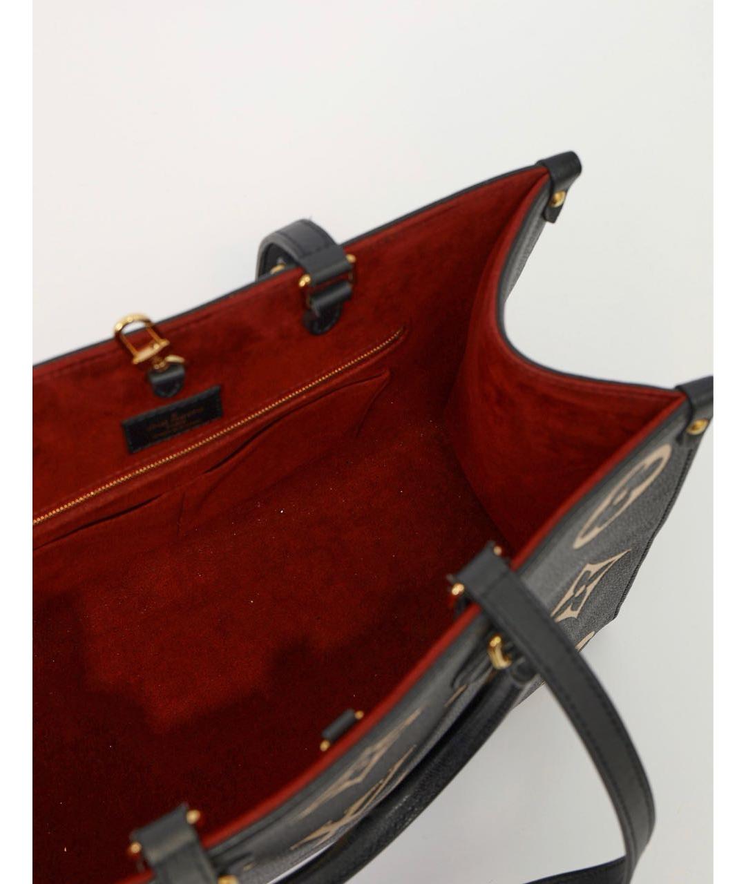 LOUIS VUITTON Черная кожаная сумка тоут, фото 4