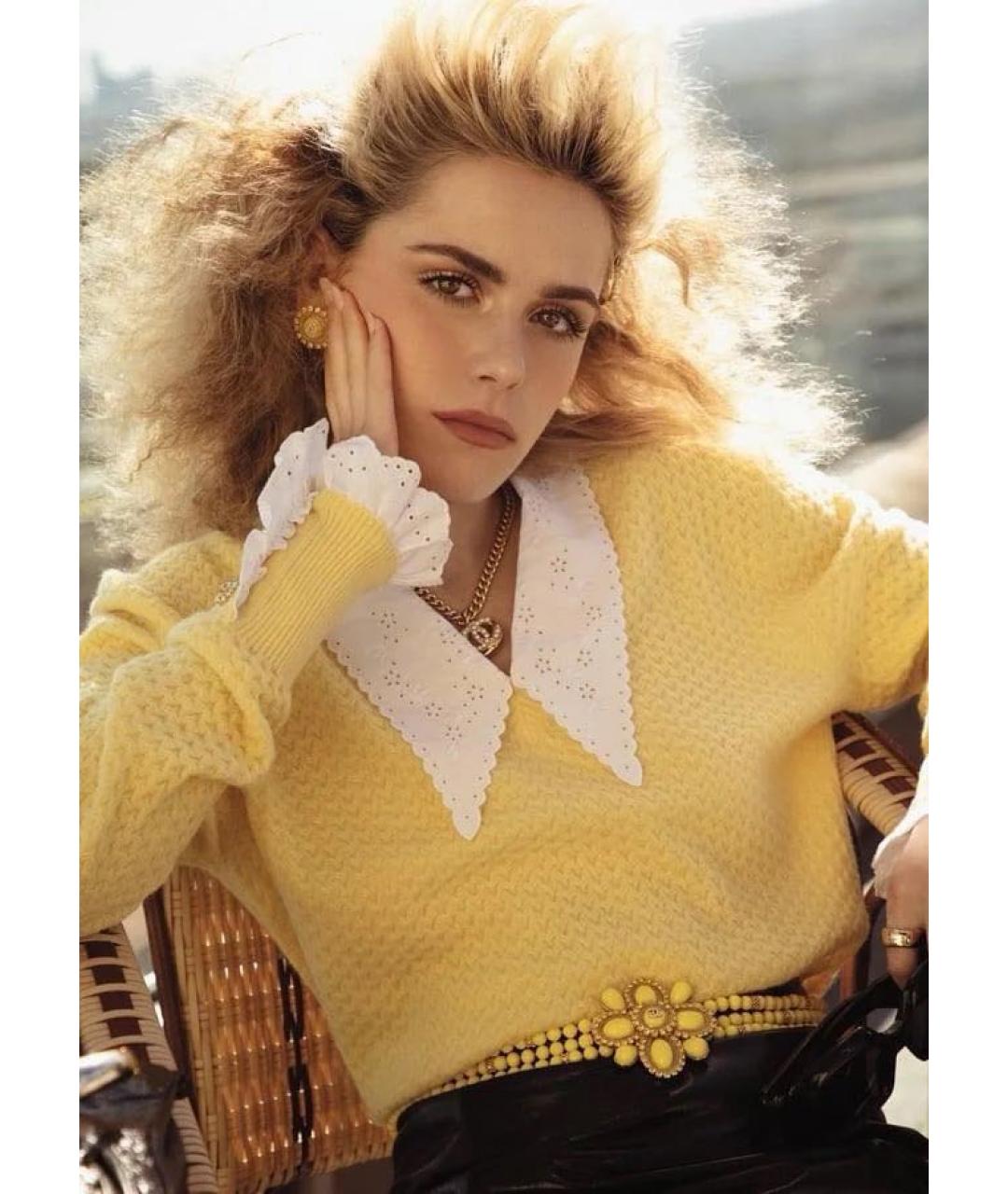 CHANEL Желтый кашемировый джемпер / свитер, фото 4