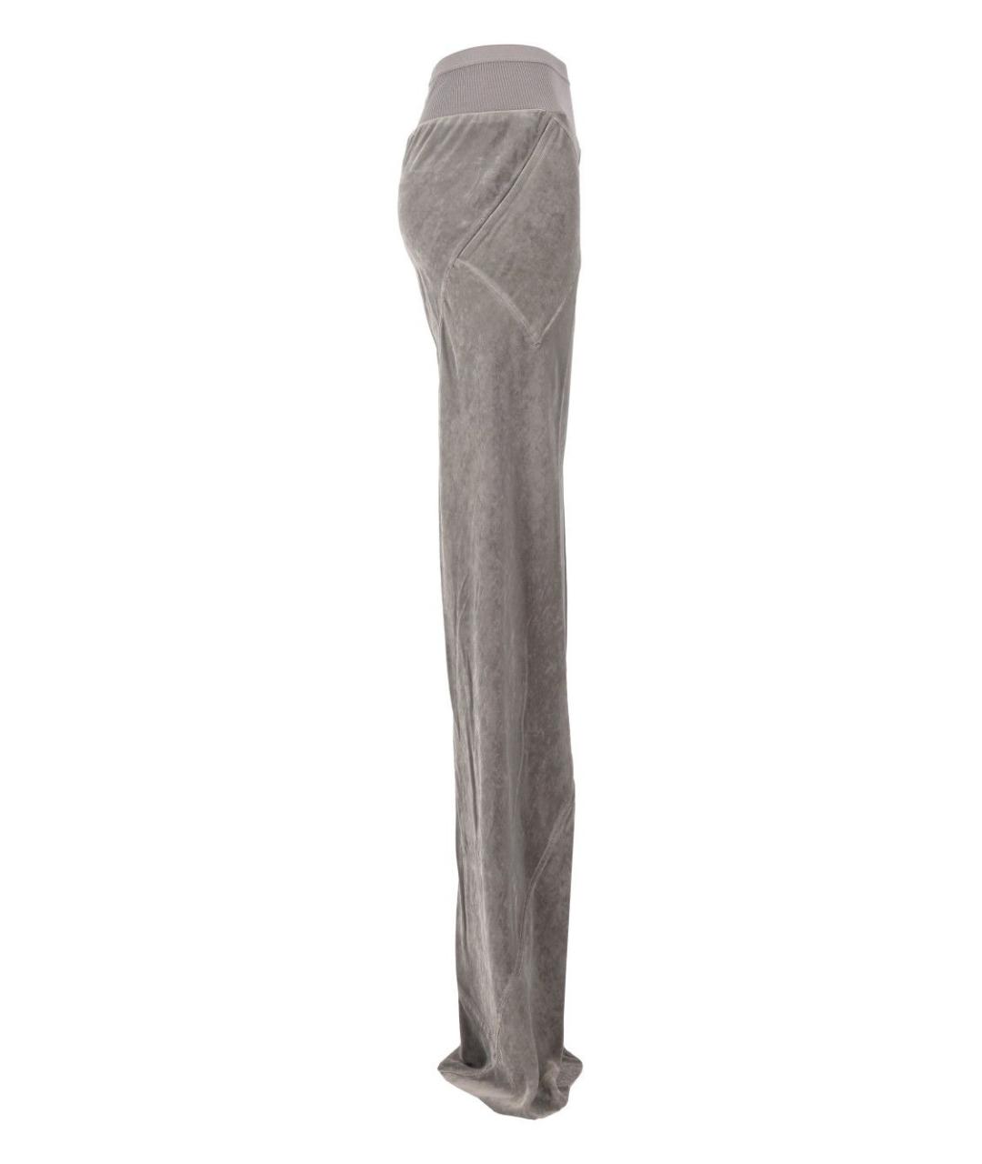 RICK OWENS Серые вискозные прямые брюки, фото 3