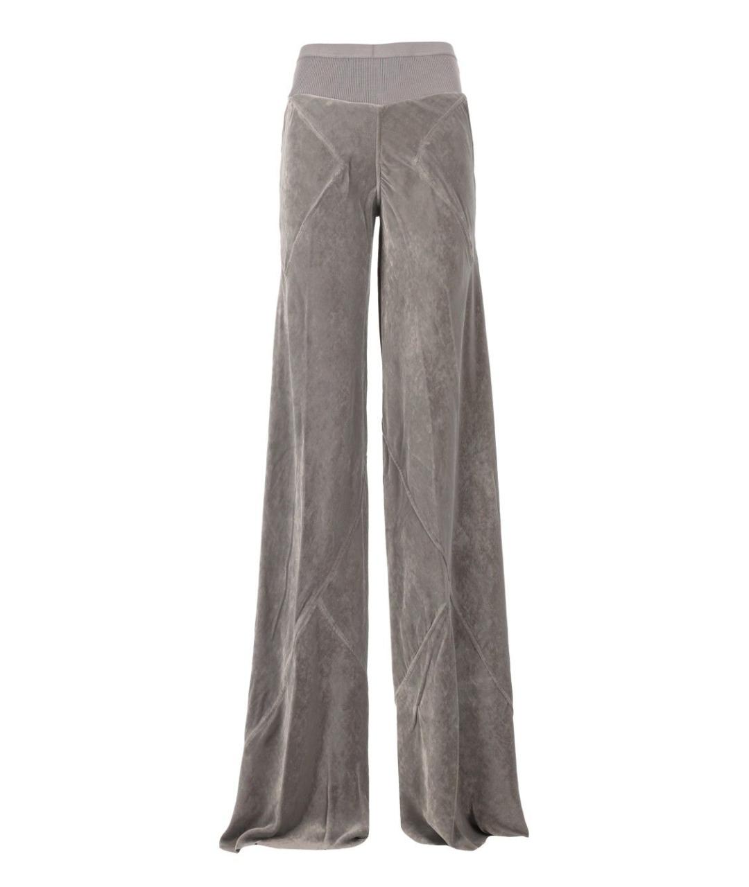 RICK OWENS Серые вискозные прямые брюки, фото 1