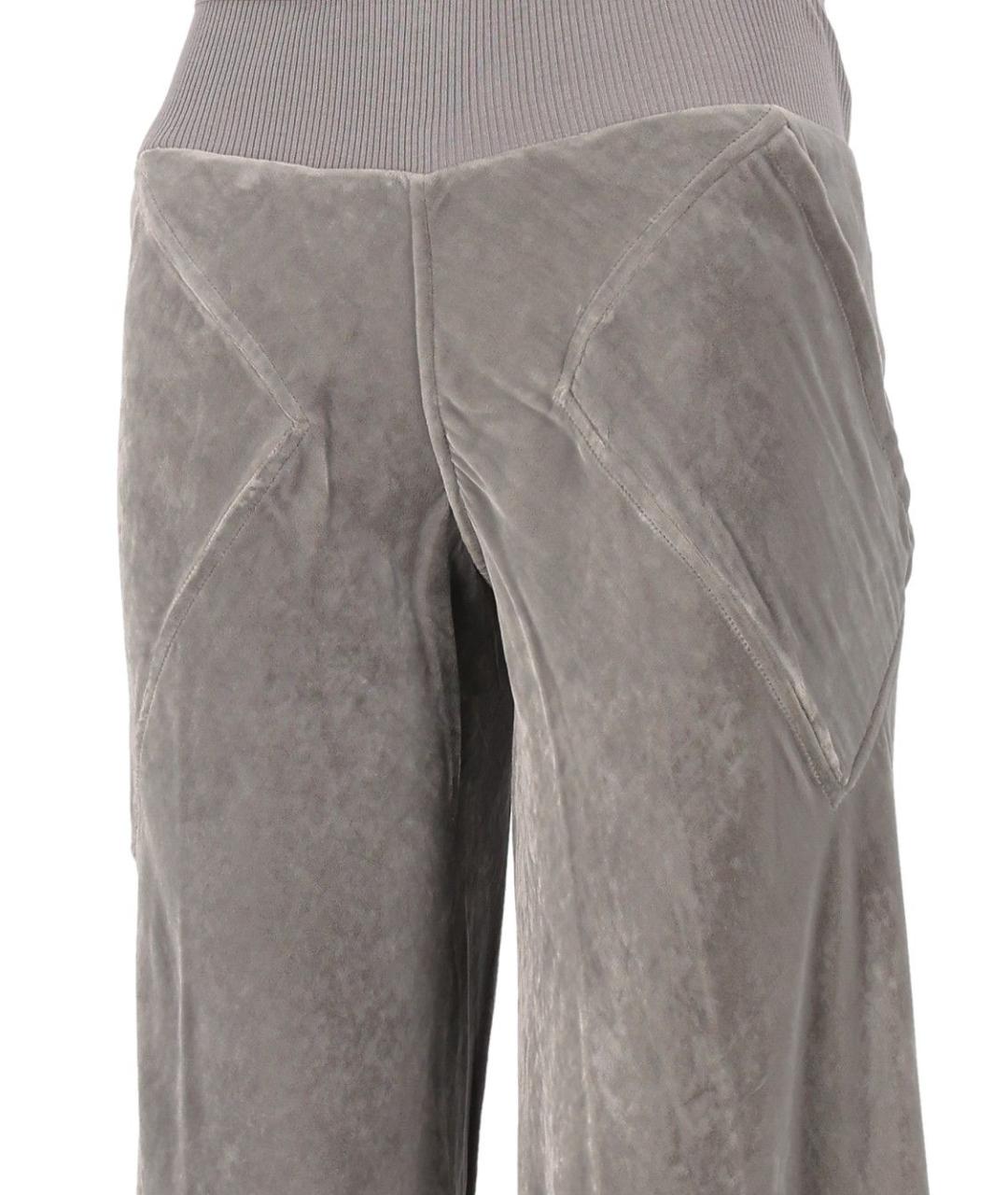 RICK OWENS Серые вискозные прямые брюки, фото 4