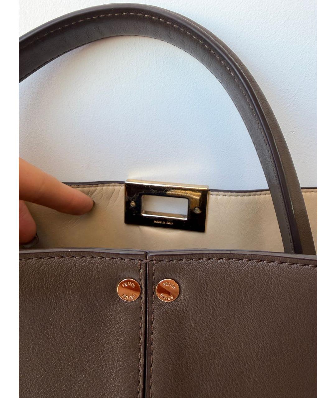 FENDI Бежевая кожаная сумка тоут, фото 5