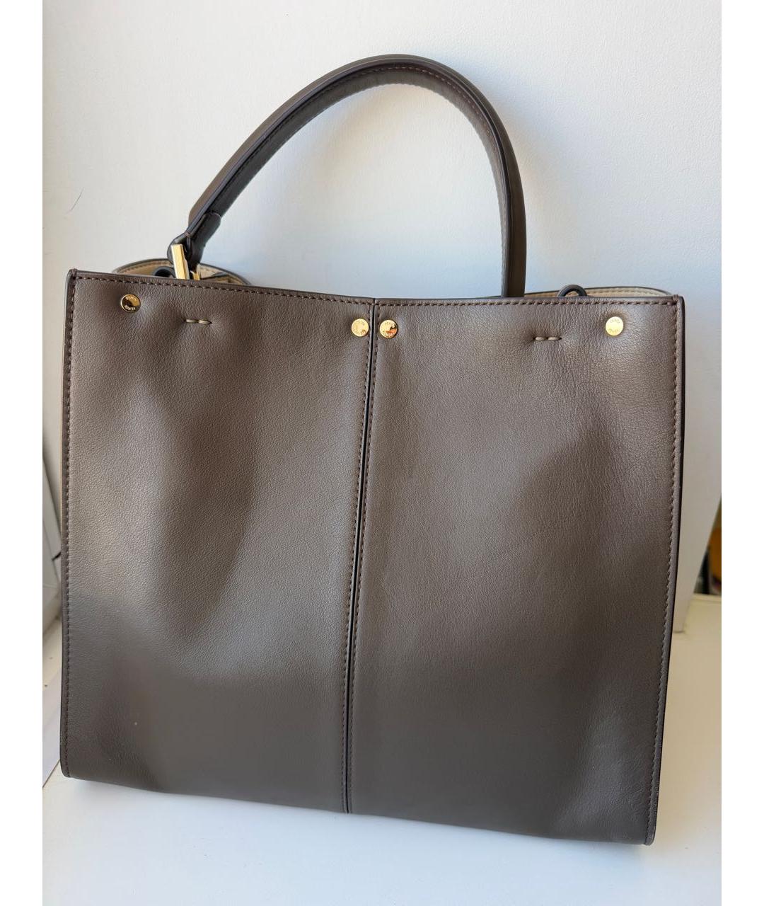 FENDI Бежевая кожаная сумка тоут, фото 2