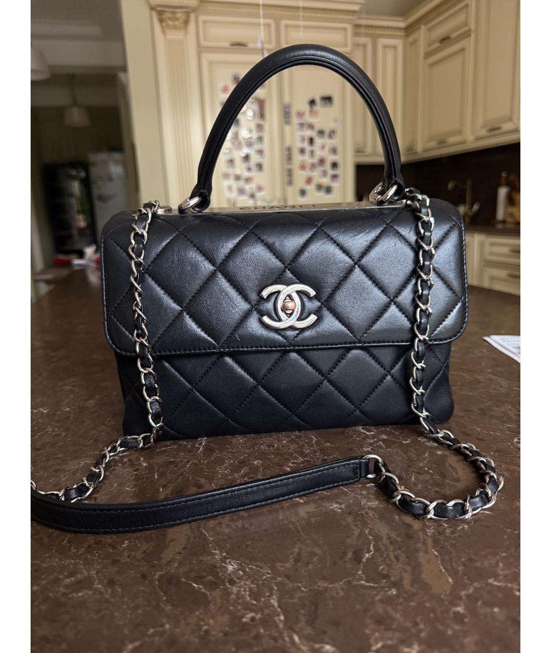 CHANEL Черная кожаная сумка через плечо, фото 8
