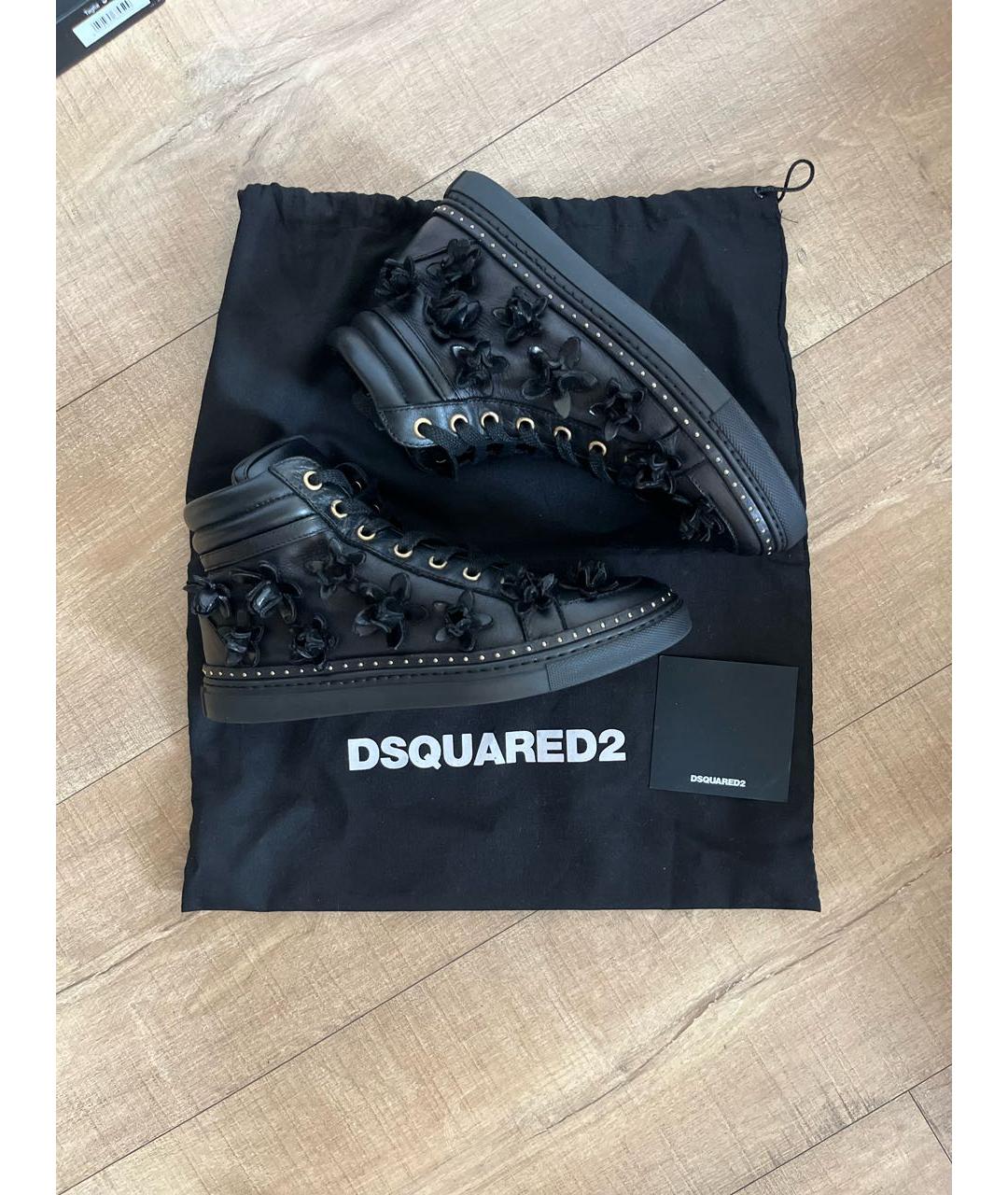 DSQUARED2 Черные кожаные кроссовки, фото 8