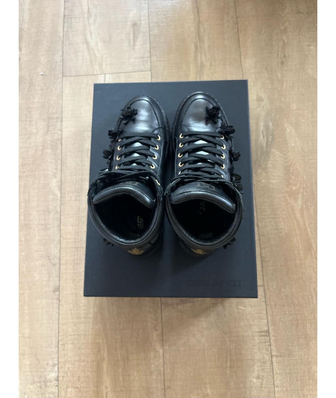 DSQUARED2 Черные кожаные кроссовки, фото 3