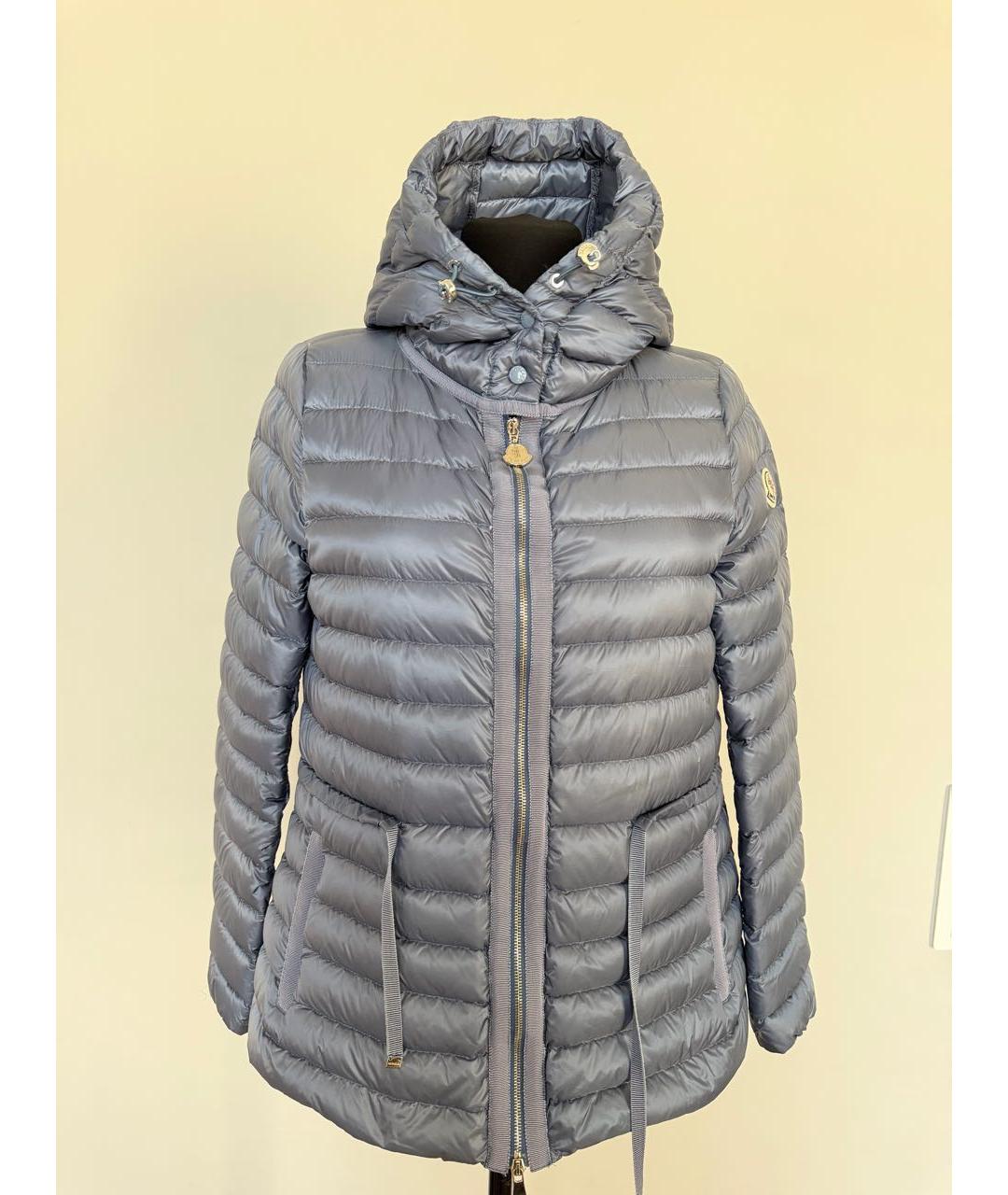 MONCLER Голубой полиамидовый пуховик, фото 7