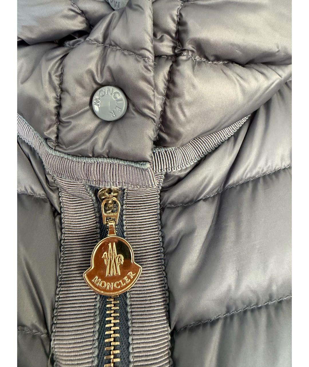 MONCLER Голубой полиамидовый пуховик, фото 4