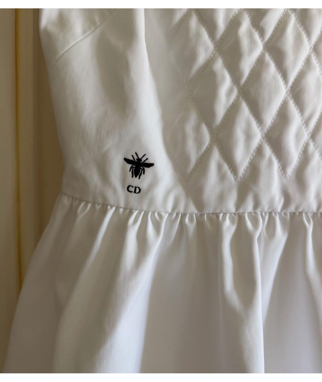 CHRISTIAN DIOR Белое хлопковое повседневное платье, фото 3