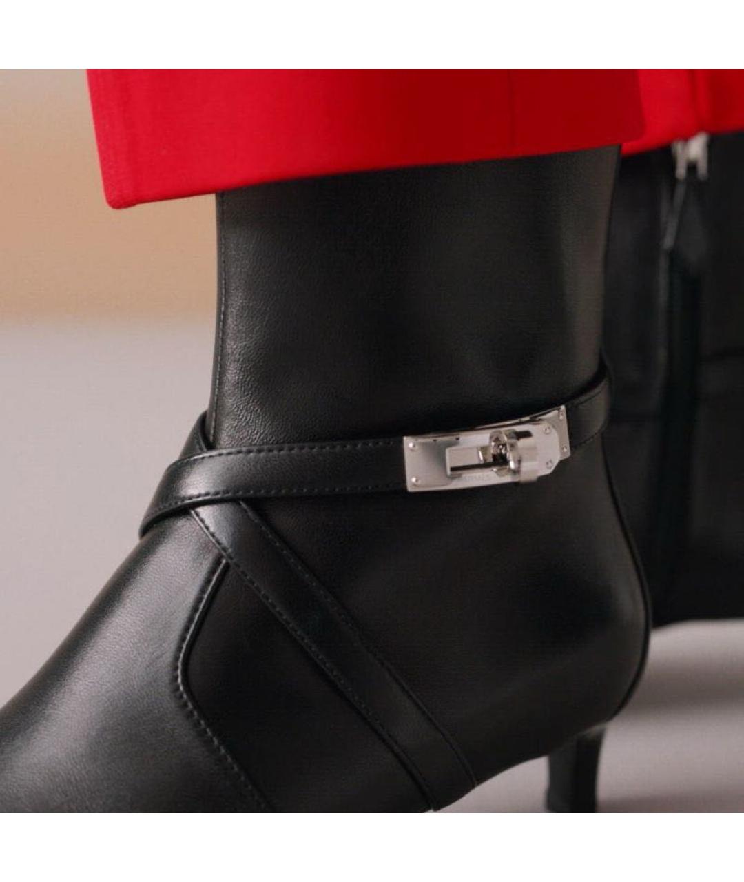 HERMES Черные кожаные ботильоны, фото 5