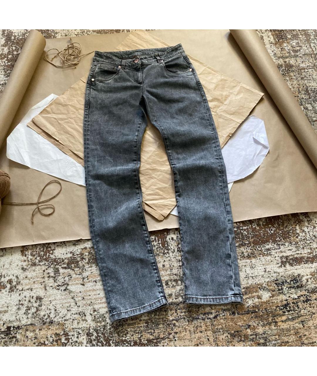 BRUNELLO CUCINELLI Антрацитовые хлопковые джинсы слим, фото 3