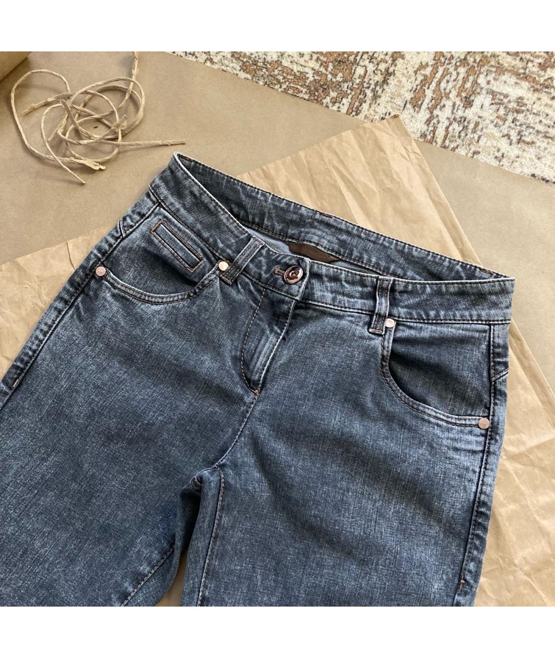 BRUNELLO CUCINELLI Антрацитовые хлопковые джинсы слим, фото 2
