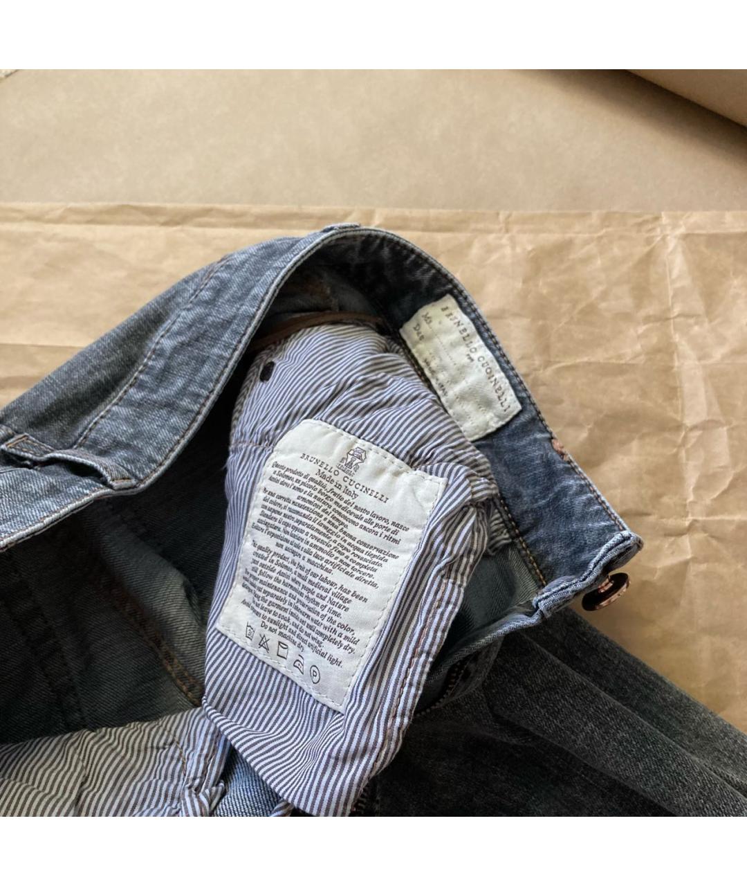 BRUNELLO CUCINELLI Антрацитовые хлопковые джинсы слим, фото 5