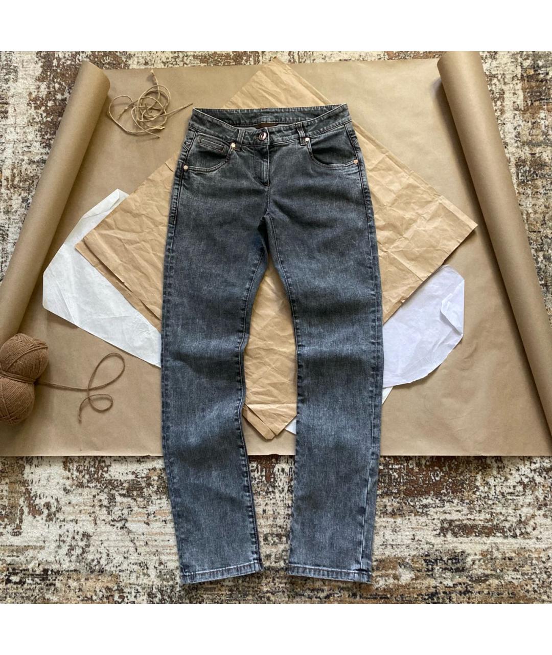 BRUNELLO CUCINELLI Антрацитовые хлопковые джинсы слим, фото 9