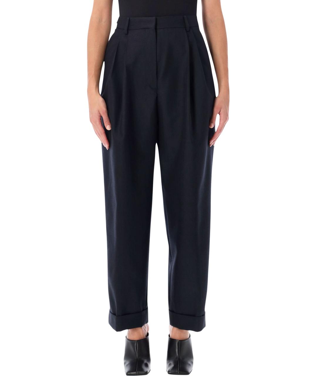 DRIES VAN NOTEN Синие шерстяные прямые брюки, фото 4