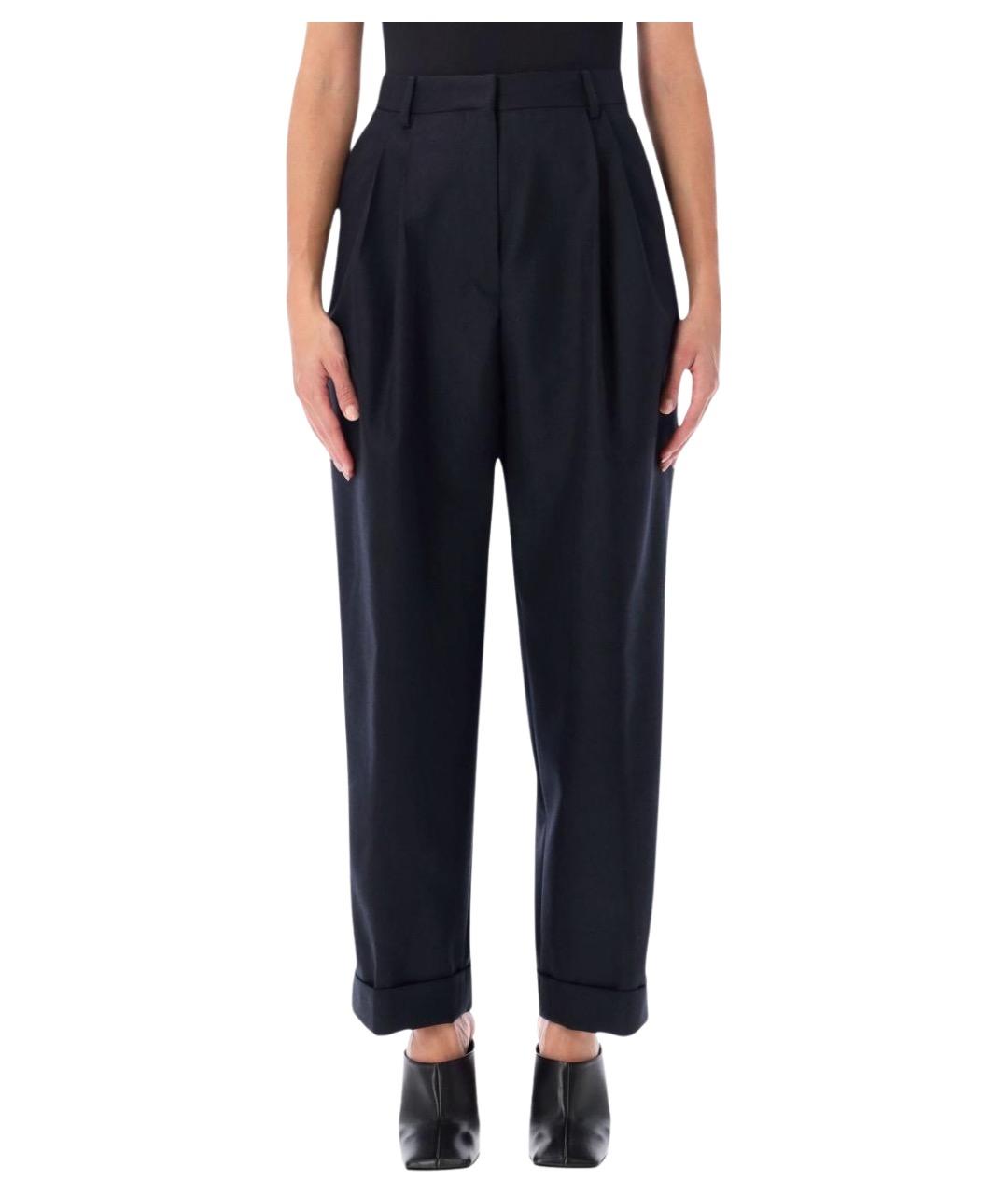 DRIES VAN NOTEN Синие шерстяные прямые брюки, фото 1