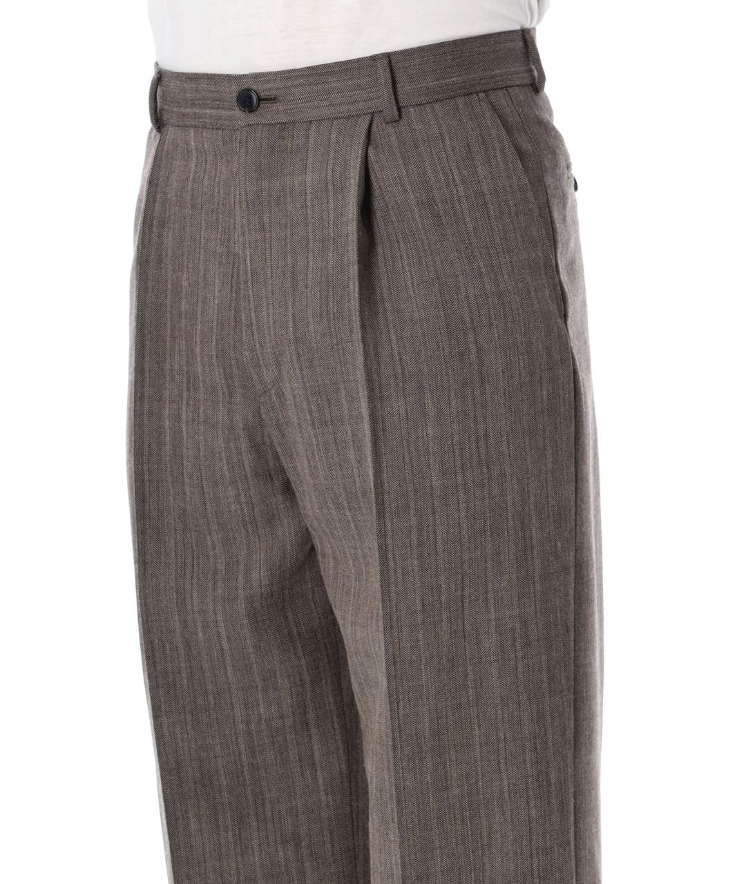 DRIES VAN NOTEN Серые шерстяные повседневные брюки, фото 3