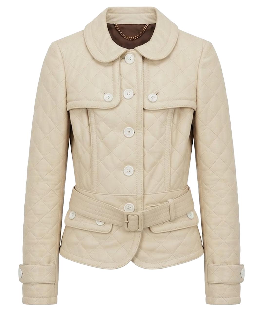 BURBERRY Бежевая кожаная куртка, фото 1