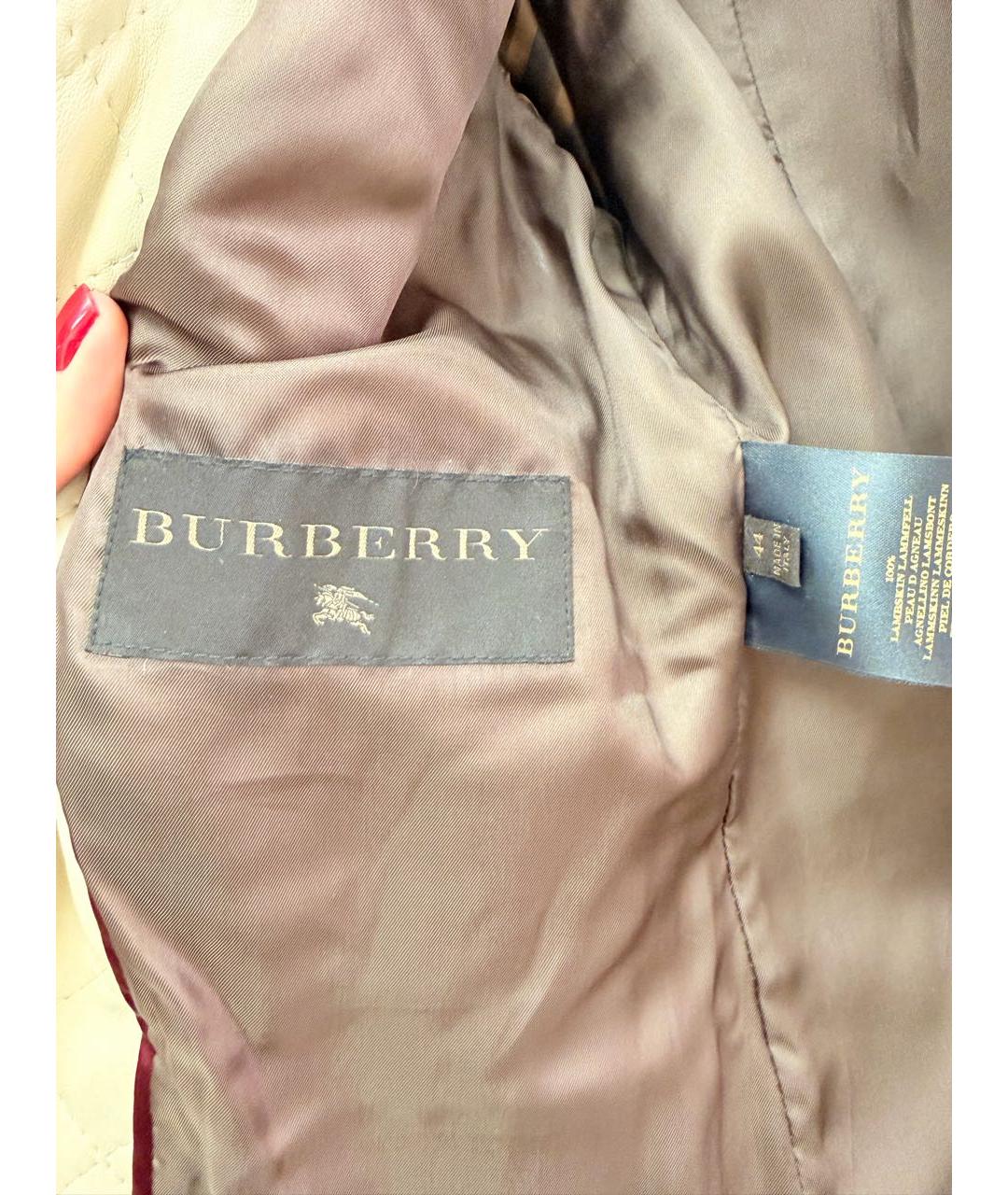 BURBERRY Бежевая кожаная куртка, фото 4