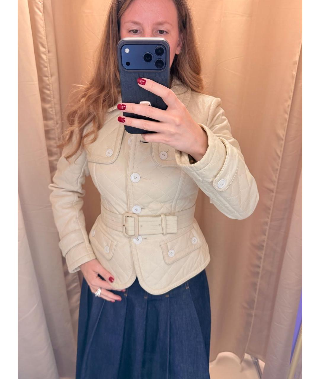 BURBERRY Бежевая кожаная куртка, фото 5