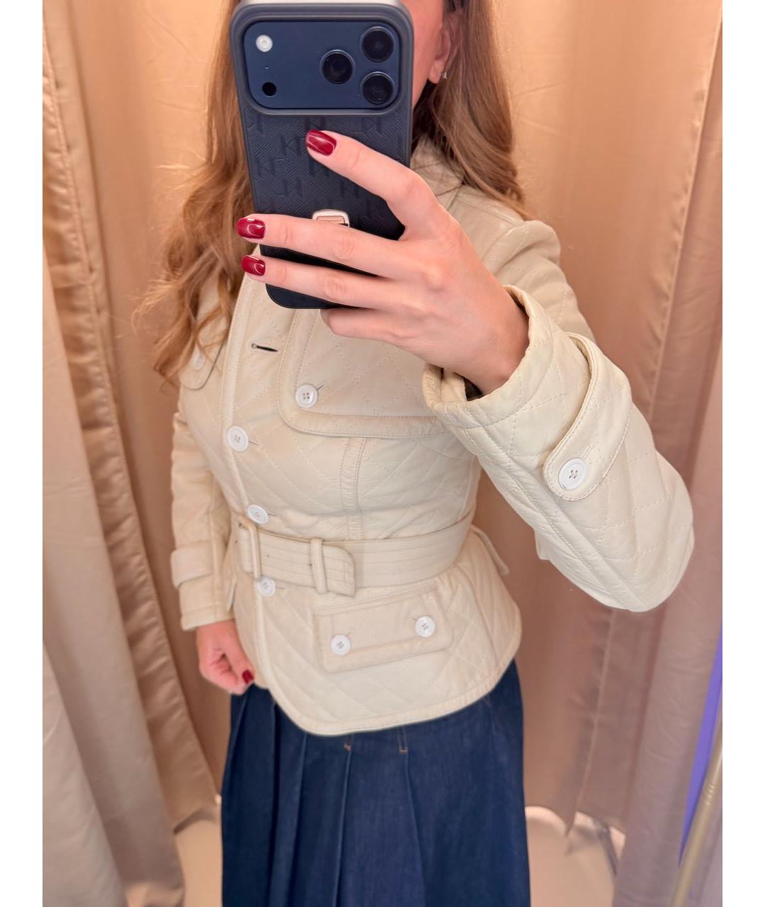 BURBERRY Бежевая кожаная куртка, фото 6