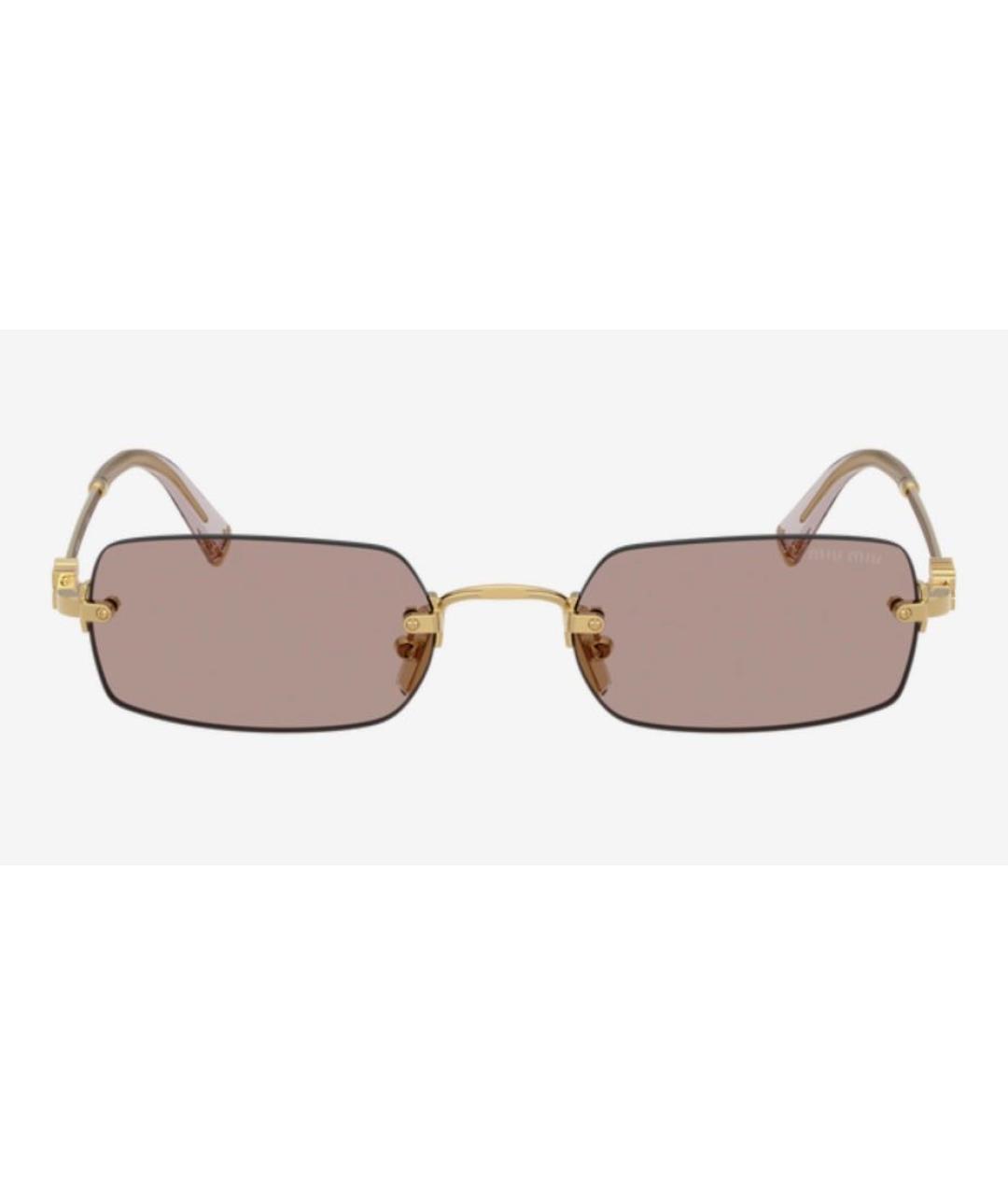 MIU MIU Золотые металлические солнцезащитные очки, фото 2