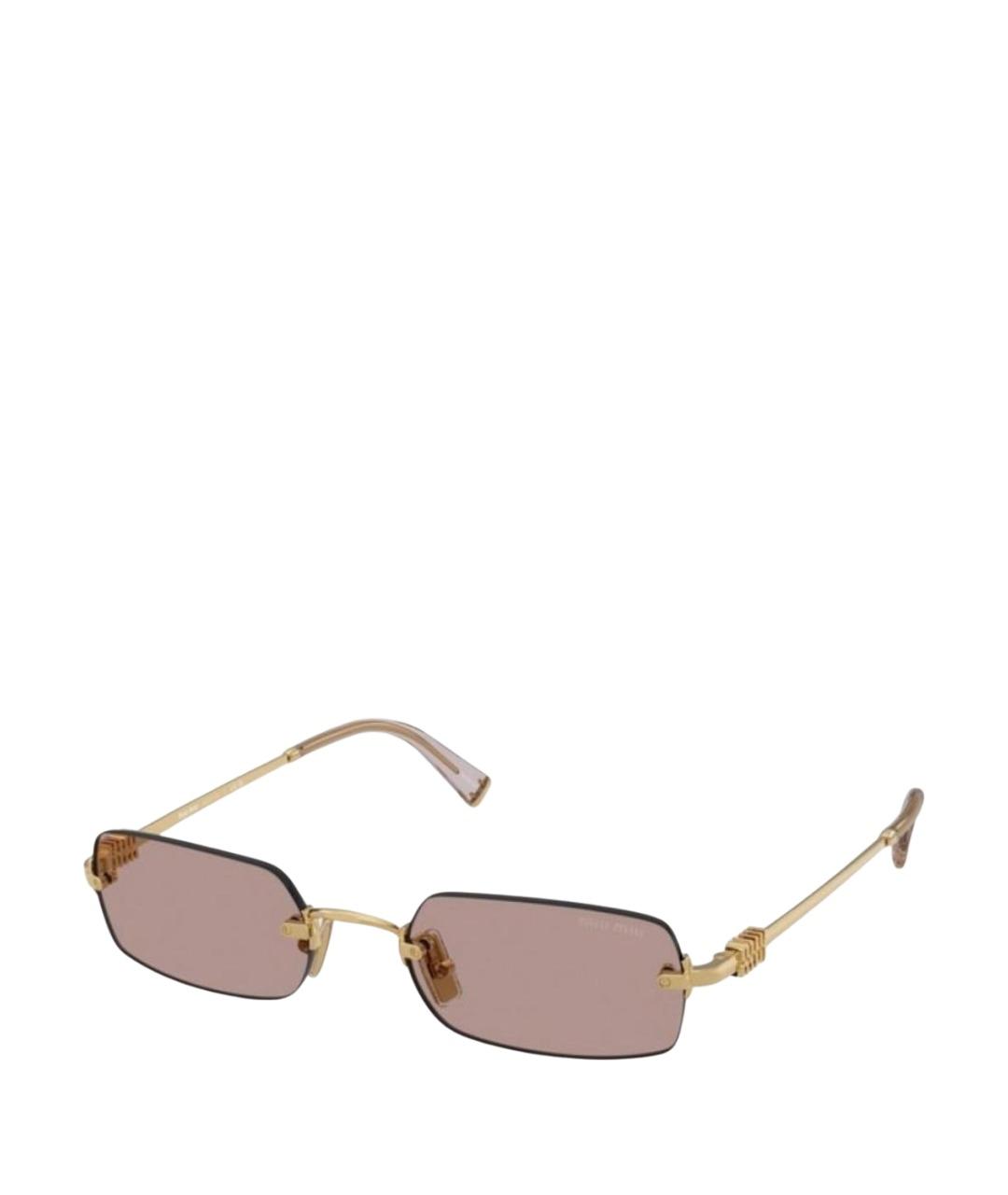 MIU MIU Золотые металлические солнцезащитные очки, фото 1