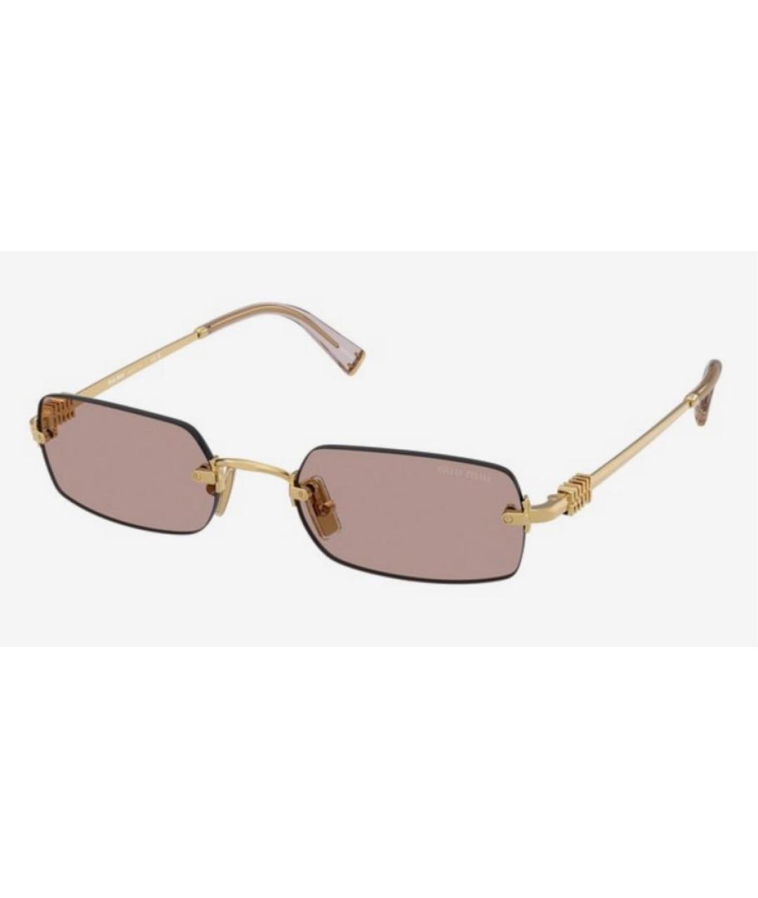 MIU MIU Золотые металлические солнцезащитные очки, фото 5