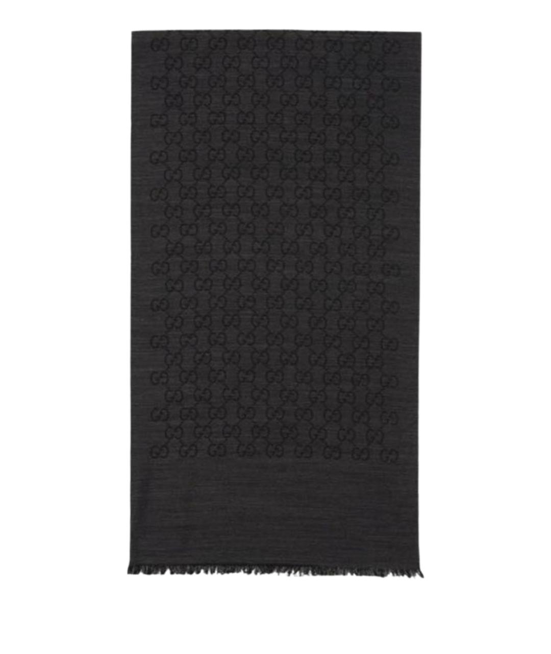 GUCCI Черный шерстяной шарф, фото 1