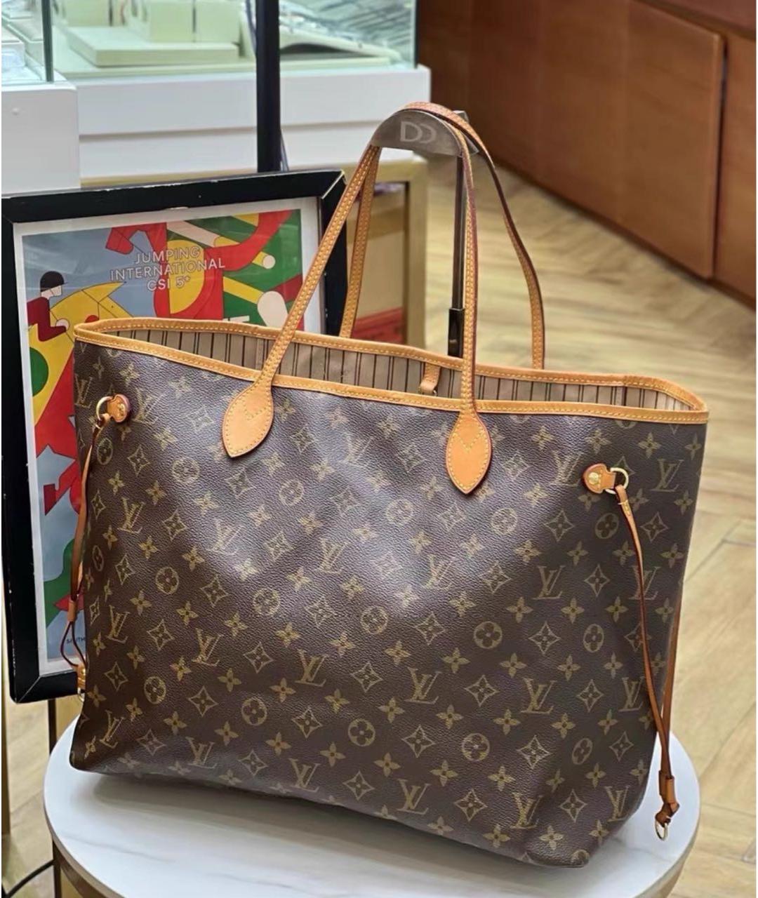 LOUIS VUITTON Коричневая сумка тоут из канвы, фото 7