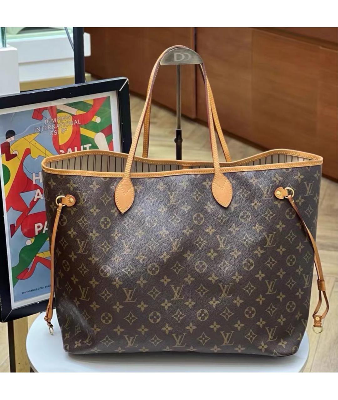 LOUIS VUITTON Коричневая сумка тоут из канвы, фото 3